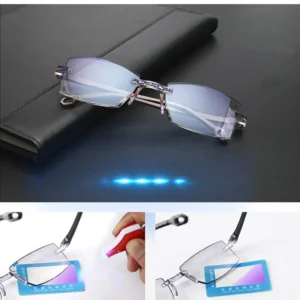 Alternative view of 2 Pair New Men Women Rimless Reading Glasses Anti Blue Light Bifocal Far Near Magnification Eyewear Presbyopic Glasses +150 +200